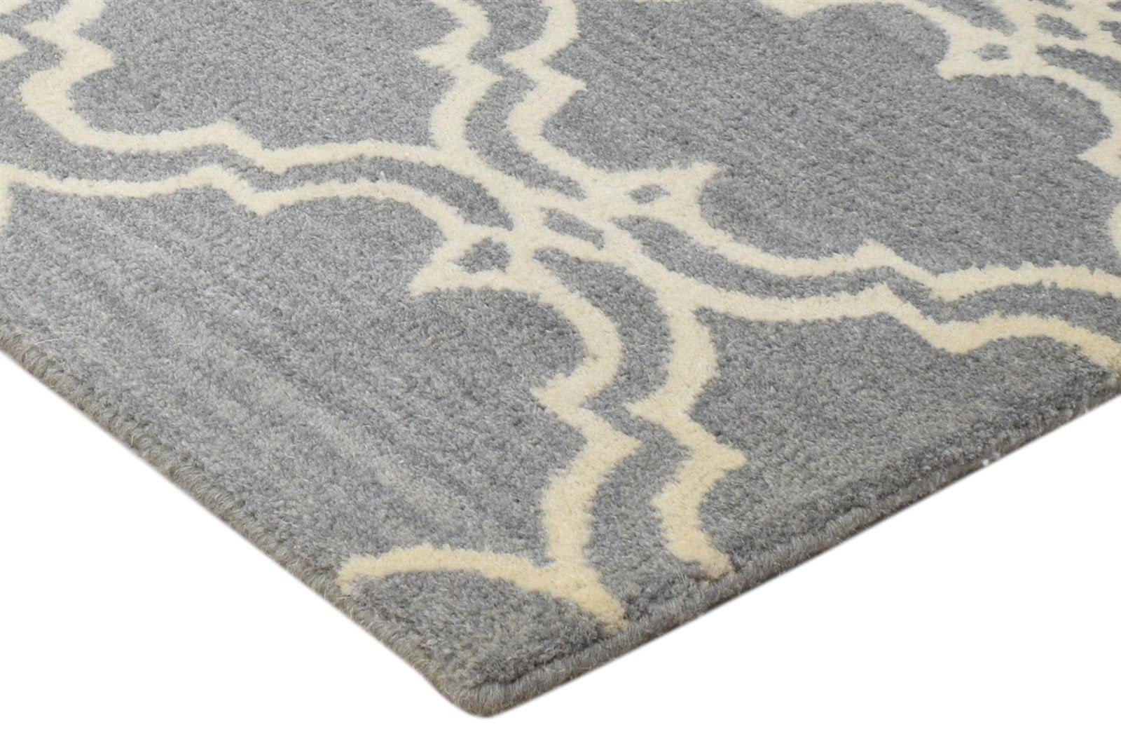 Wool Grey Rug 2' X 2' Modern Hand Tufted Moroccan Trellis 2'2"X2'2" Carpet 