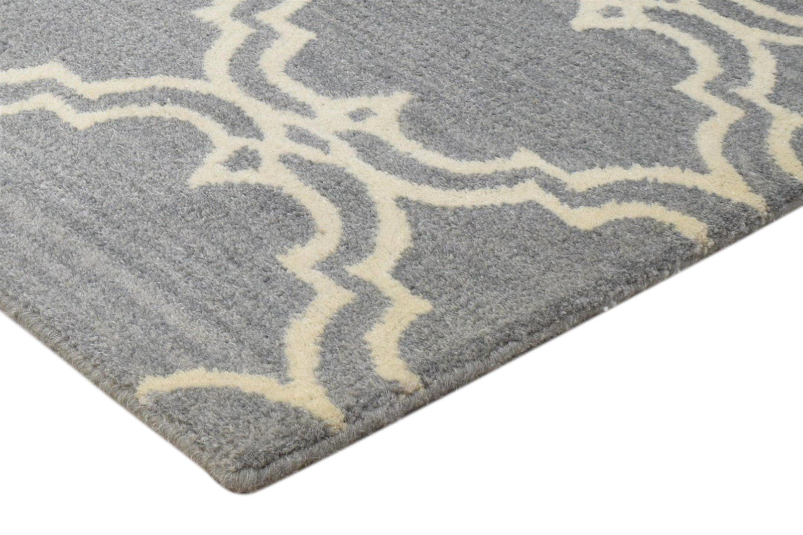 Wool Grey Rug 2' X 2' Modern Hand Tufted Moroccan Trellis 2'2"X2'2" Carpet 