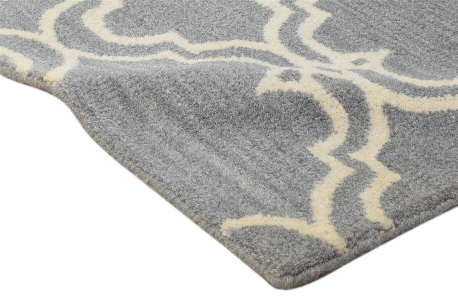 Wool Grey Rug 2' X 2' Modern Hand Tufted Moroccan Trellis 2'2"X2'2" Carpet 