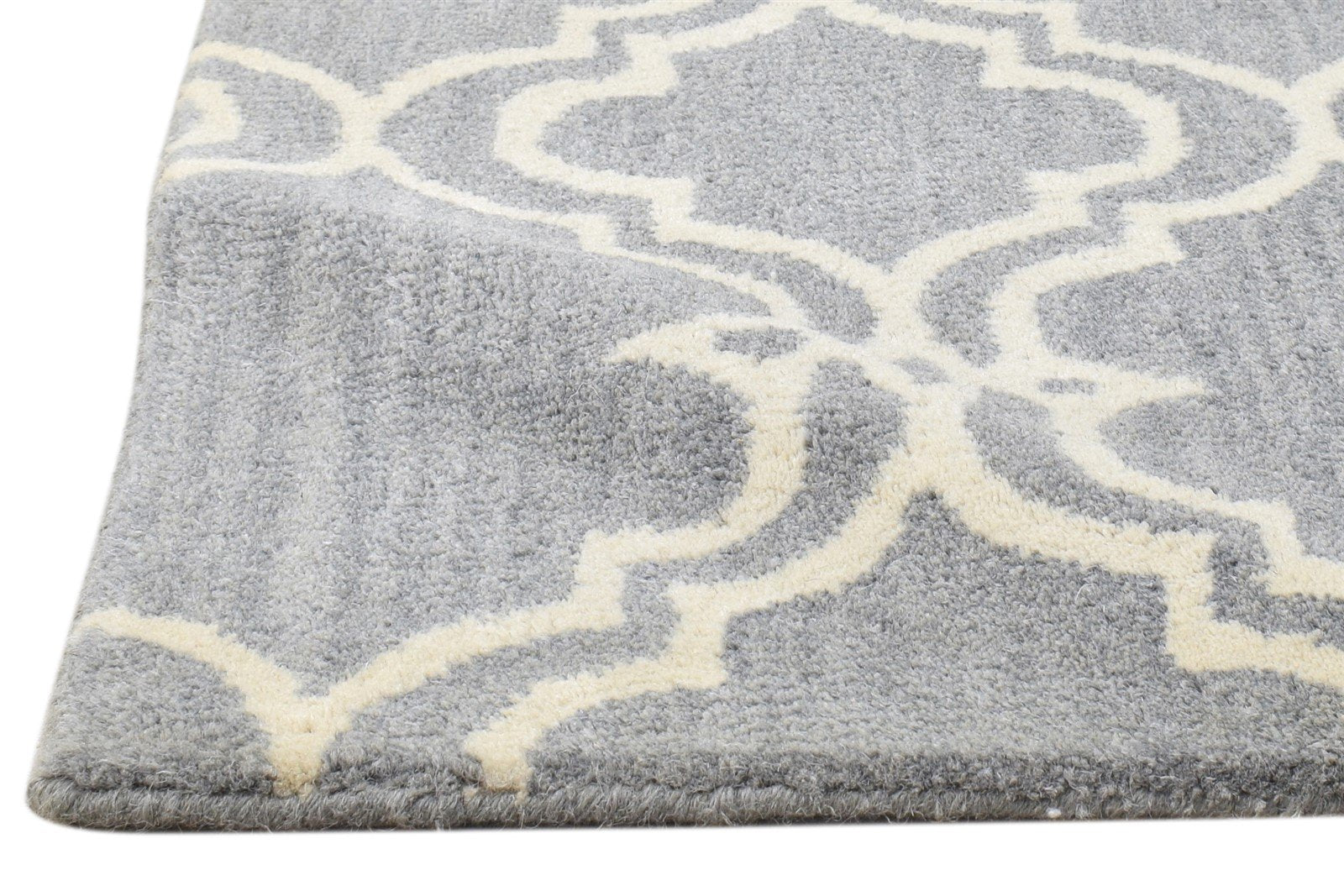 Wool Grey Rug 2' X 2' Modern Hand Tufted Moroccan Trellis 2'2"X2'2" Carpet 