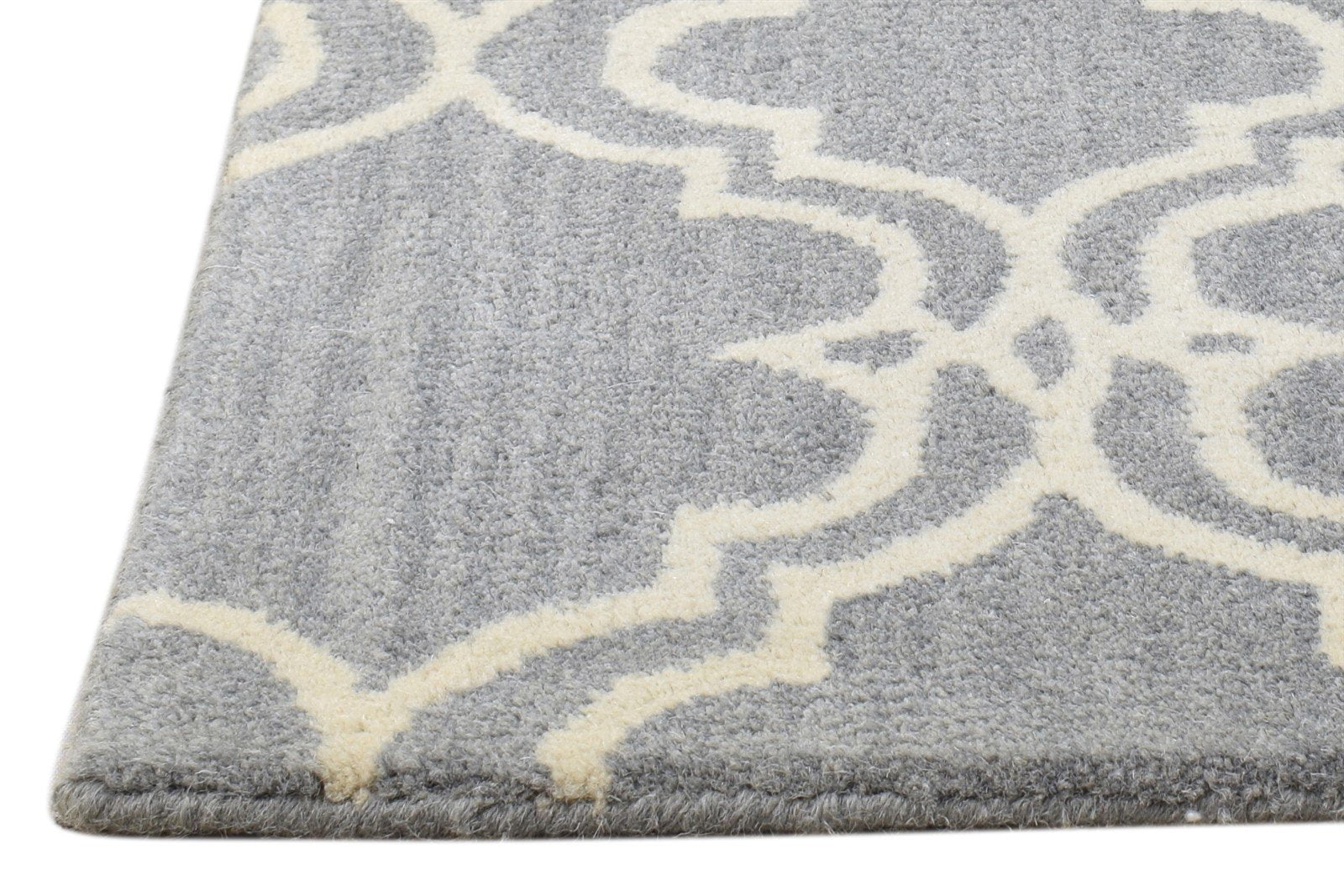 Wool Grey Rug 2' X 2' Modern Hand Tufted Moroccan Trellis 2'2"X2'2" Carpet