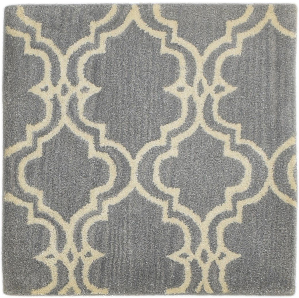 Wool Grey Rug 2' X 2' Modern Hand Tufted Moroccan Trellis 2'2"X2'2" Carpet