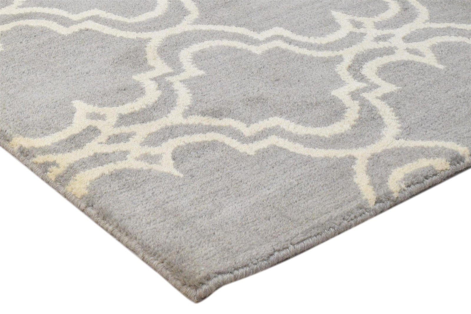 Wool Grey Rug 2' X 2' Modern Hand Tufted Moroccan Trellis 2'2"X2'2" Carpet 