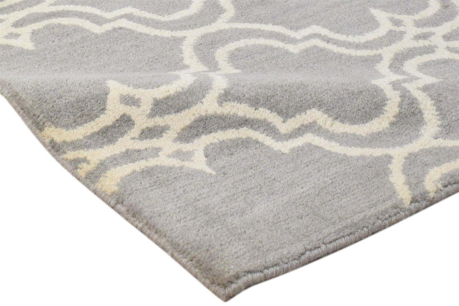 Wool Grey Rug 2' X 2' Modern Hand Tufted Moroccan Trellis 2'2"X2'2" Carpet 