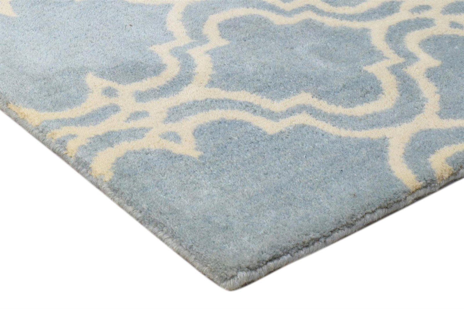 Wool Blue Rug 2' X 2' Modern Hand Tufted Moroccan Trellis 2'2"X2'2" Carpet 