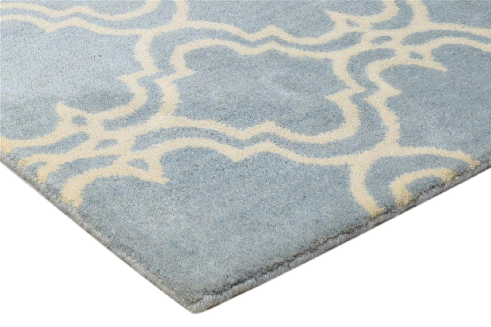 Wool Blue Rug 2' X 2' Modern Hand Tufted Moroccan Trellis 2'2"X2'2" Carpet 