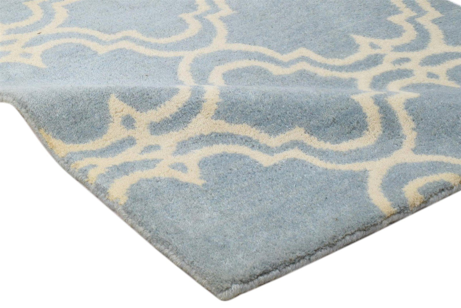 Wool Blue Rug 2' X 2' Modern Hand Tufted Moroccan Trellis 2'2"X2'2" Carpet 