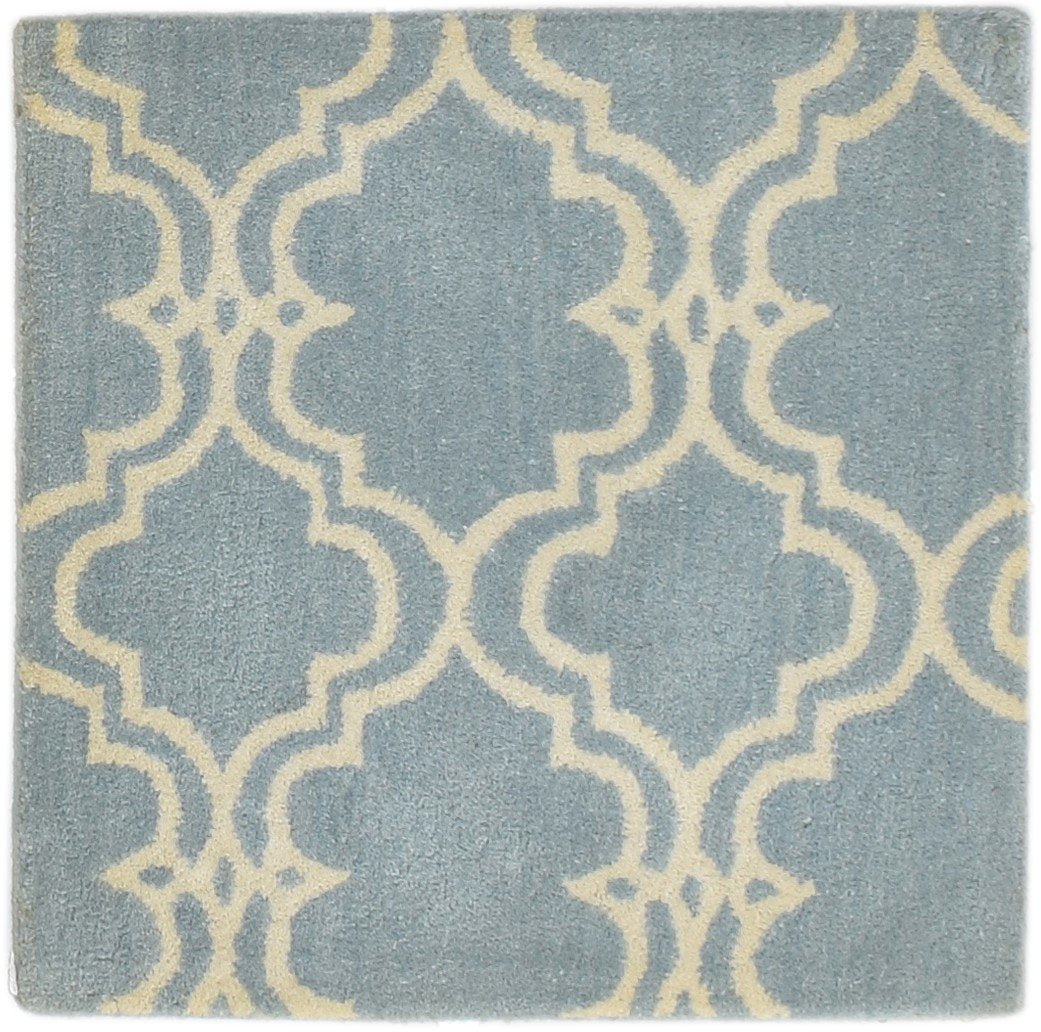 Wool Blue Rug 2' X 2' Modern Hand Tufted Moroccan Trellis 2'2"X2'2" Carpet