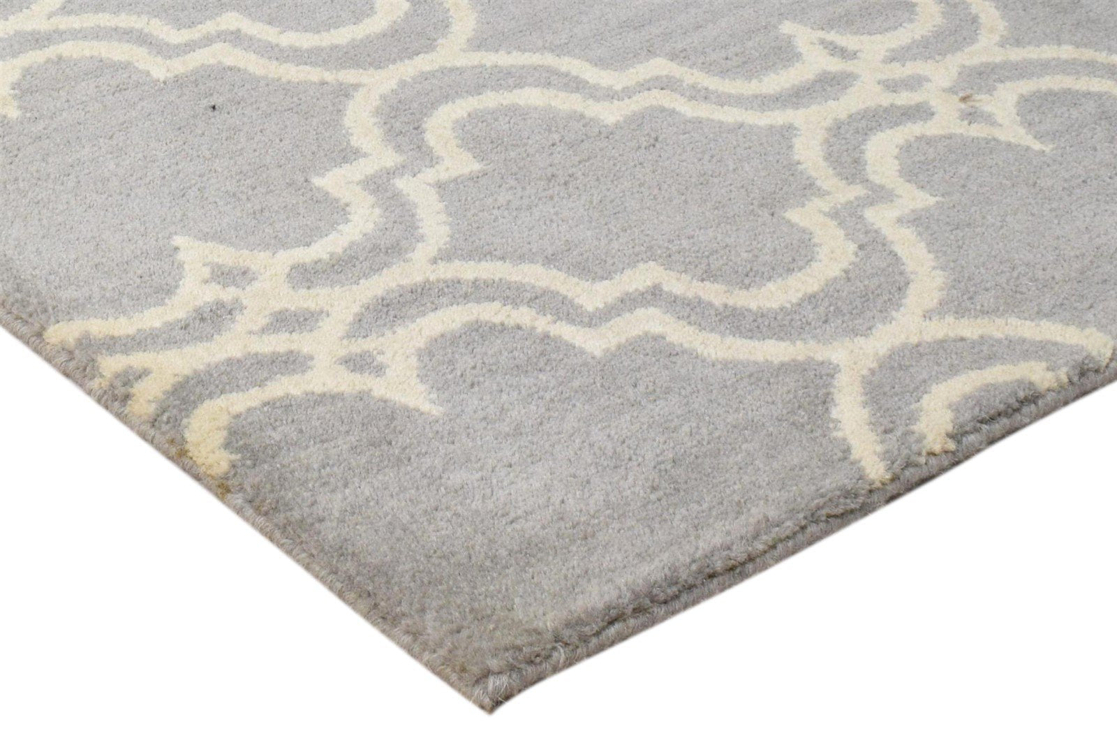 Wool Grey Rug 2' X 2' Modern Hand Tufted Moroccan Trellis 2'2"X2'2" Carpet 