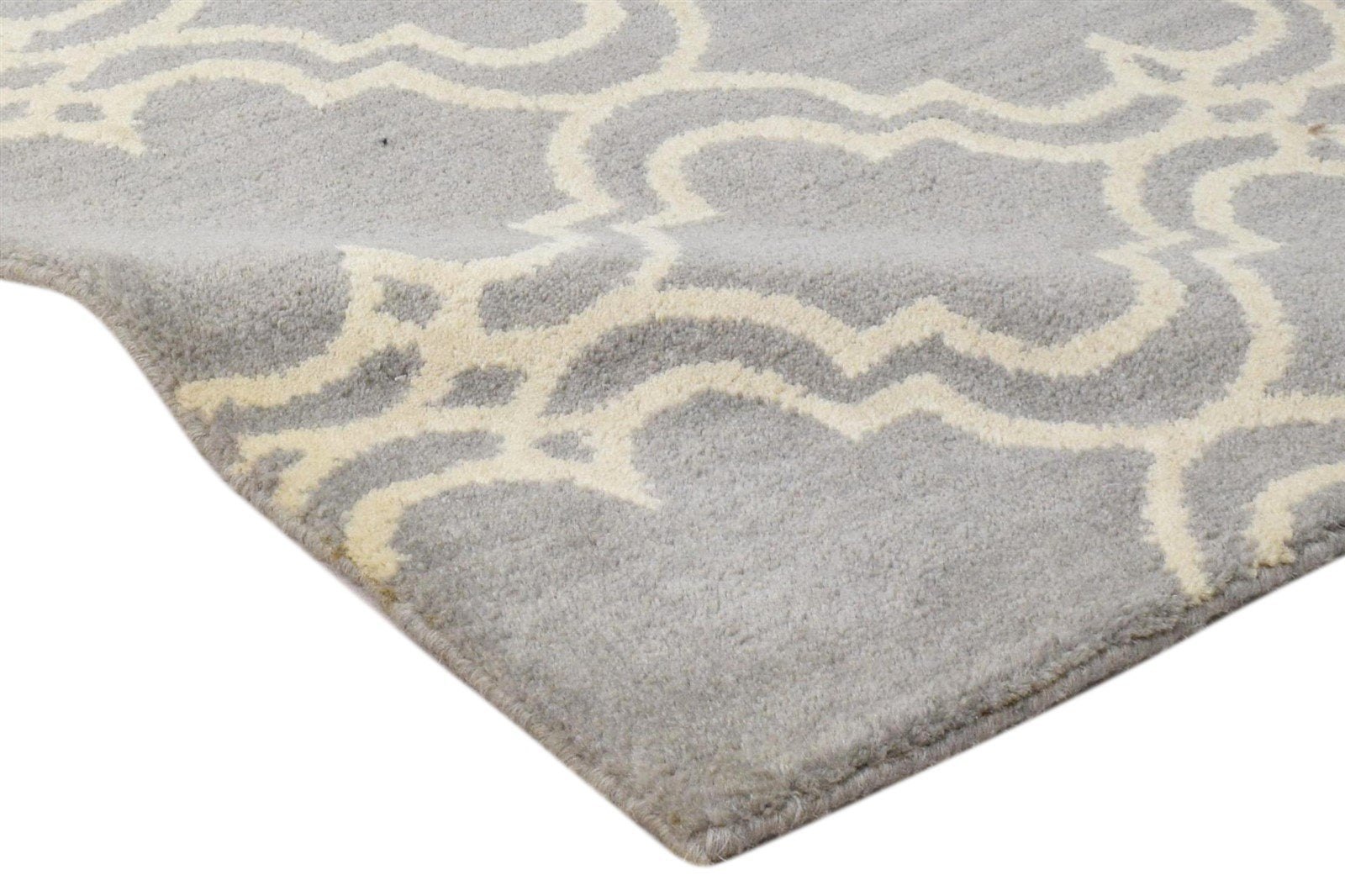 Wool Grey Rug 2' X 2' Modern Hand Tufted Moroccan Trellis 2'2"X2'2" Carpet 