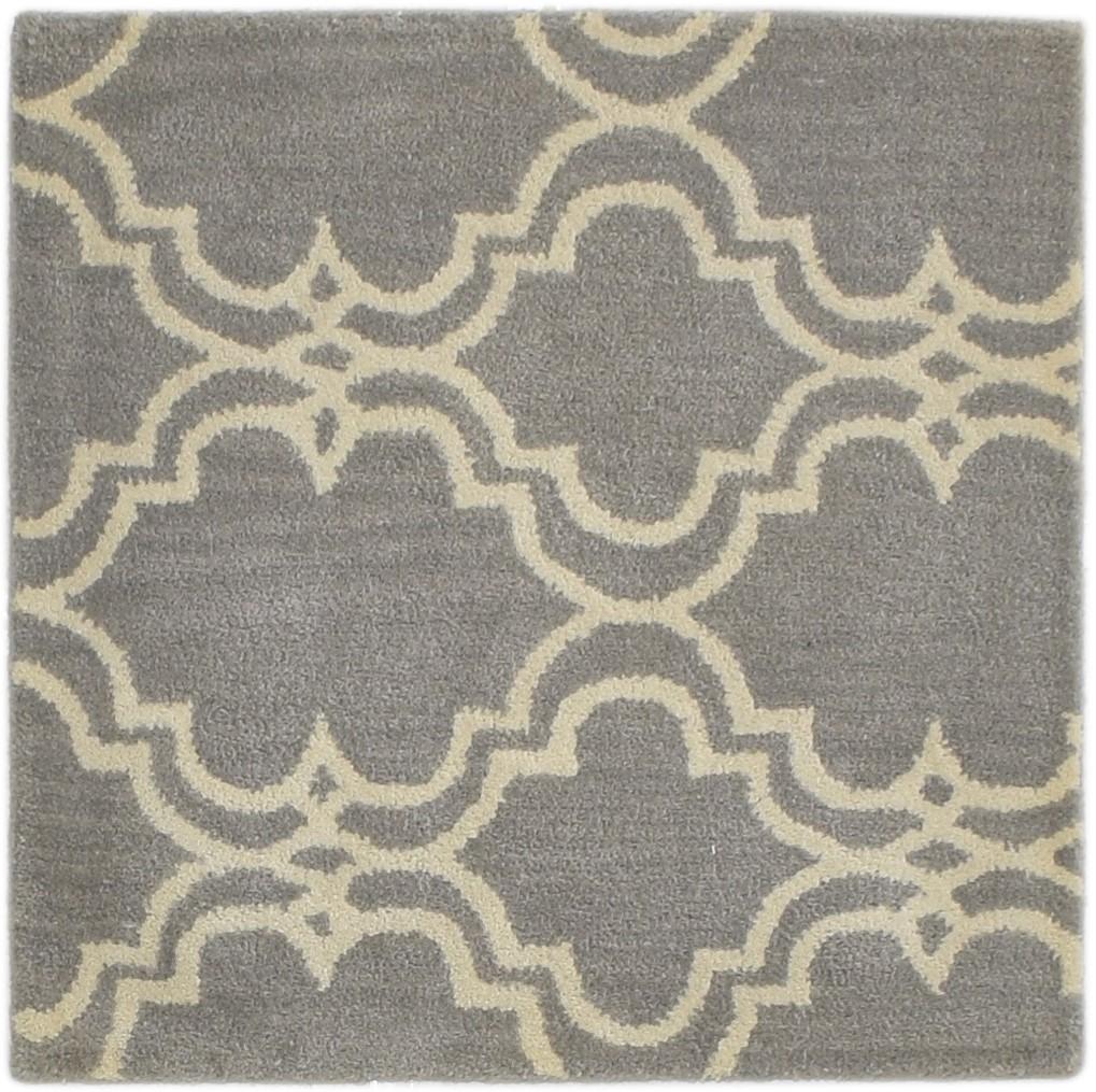 Wool Grey Rug 2' X 2' Modern Hand Tufted Moroccan Trellis 2'2"X2'2" Carpet