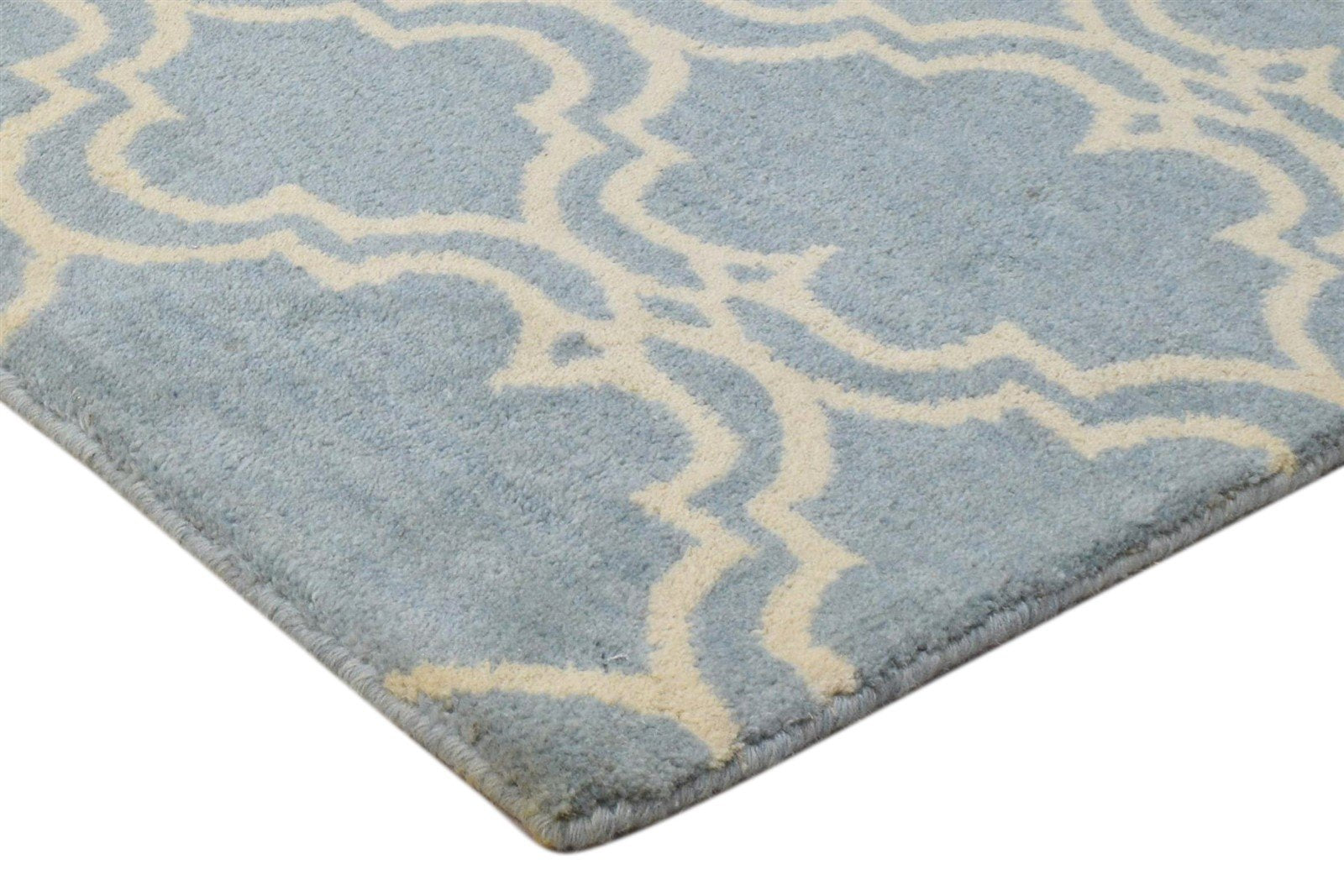 Wool Blue Rug 2' X 2' Modern Hand Tufted Moroccan Trellis 2'2"X2'2" Carpet 