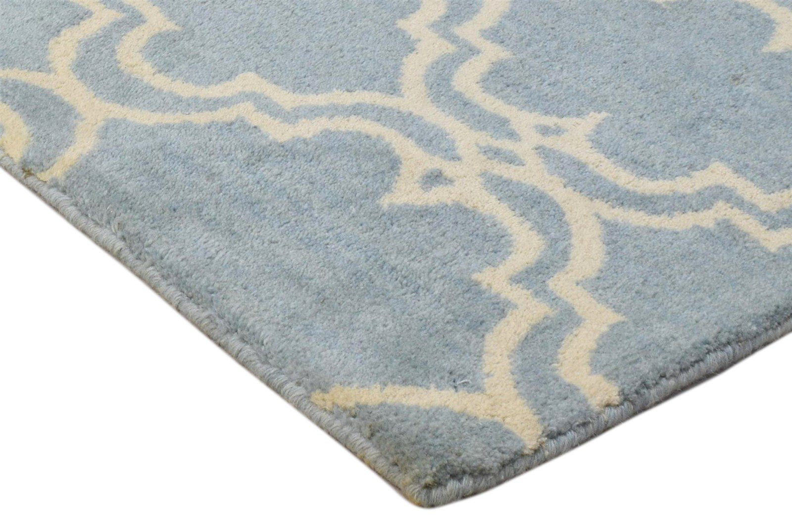 Wool Blue Rug 2' X 2' Modern Hand Tufted Moroccan Trellis 2'2"X2'2" Carpet 