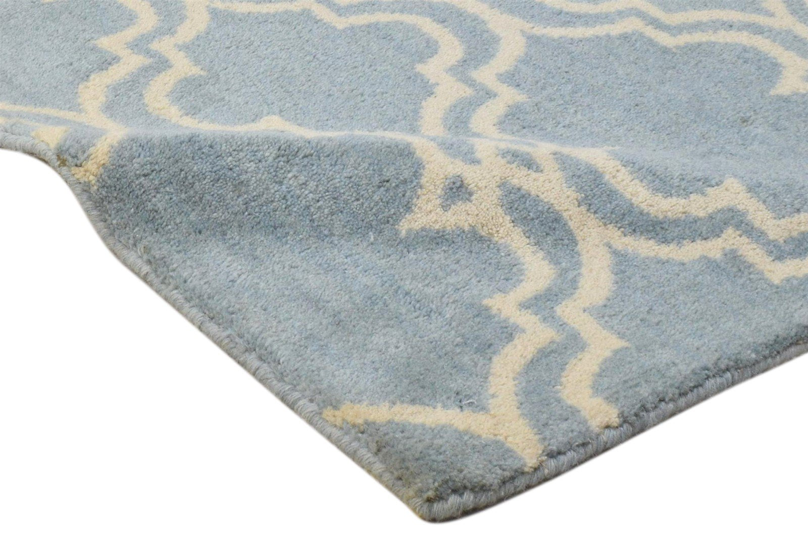 Wool Blue Rug 2' X 2' Modern Hand Tufted Moroccan Trellis 2'2"X2'2" Carpet 