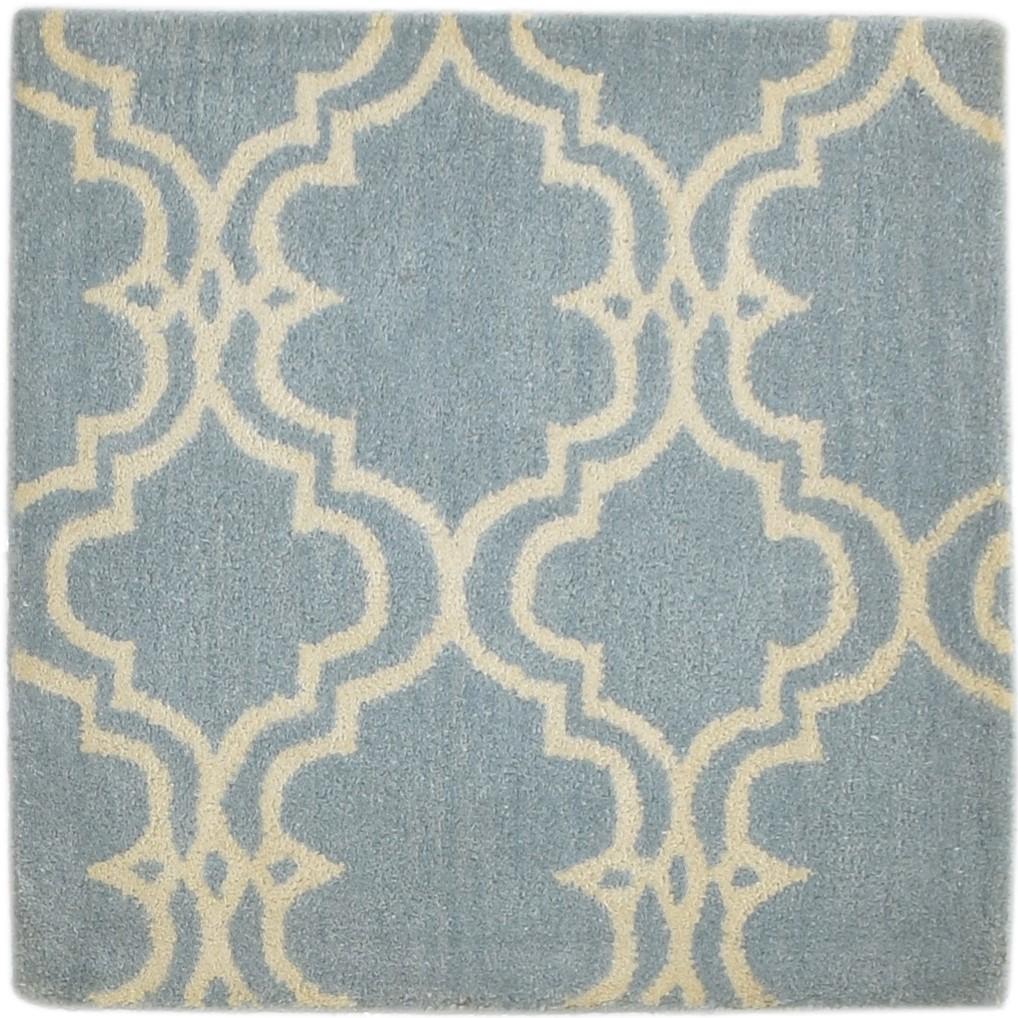 Wool Blue Rug 2' X 2' Modern Hand Tufted Moroccan Trellis 2'2"X2'2" Carpet