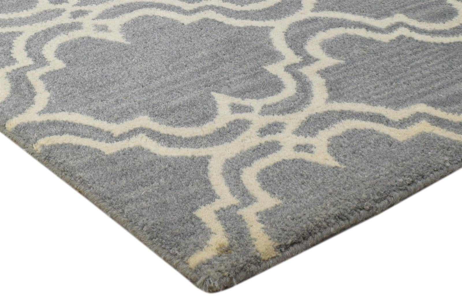 Wool Grey Rug 2' X 2' Modern Hand Tufted Moroccan Trellis 2'2"X2'2" Carpet 