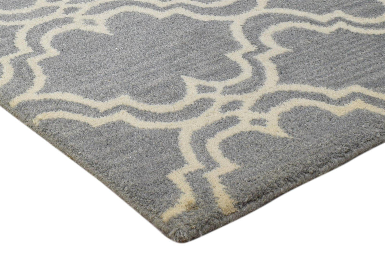 Wool Grey Rug 2' X 2' Modern Hand Tufted Moroccan Trellis 2'2"X2'2" Carpet 