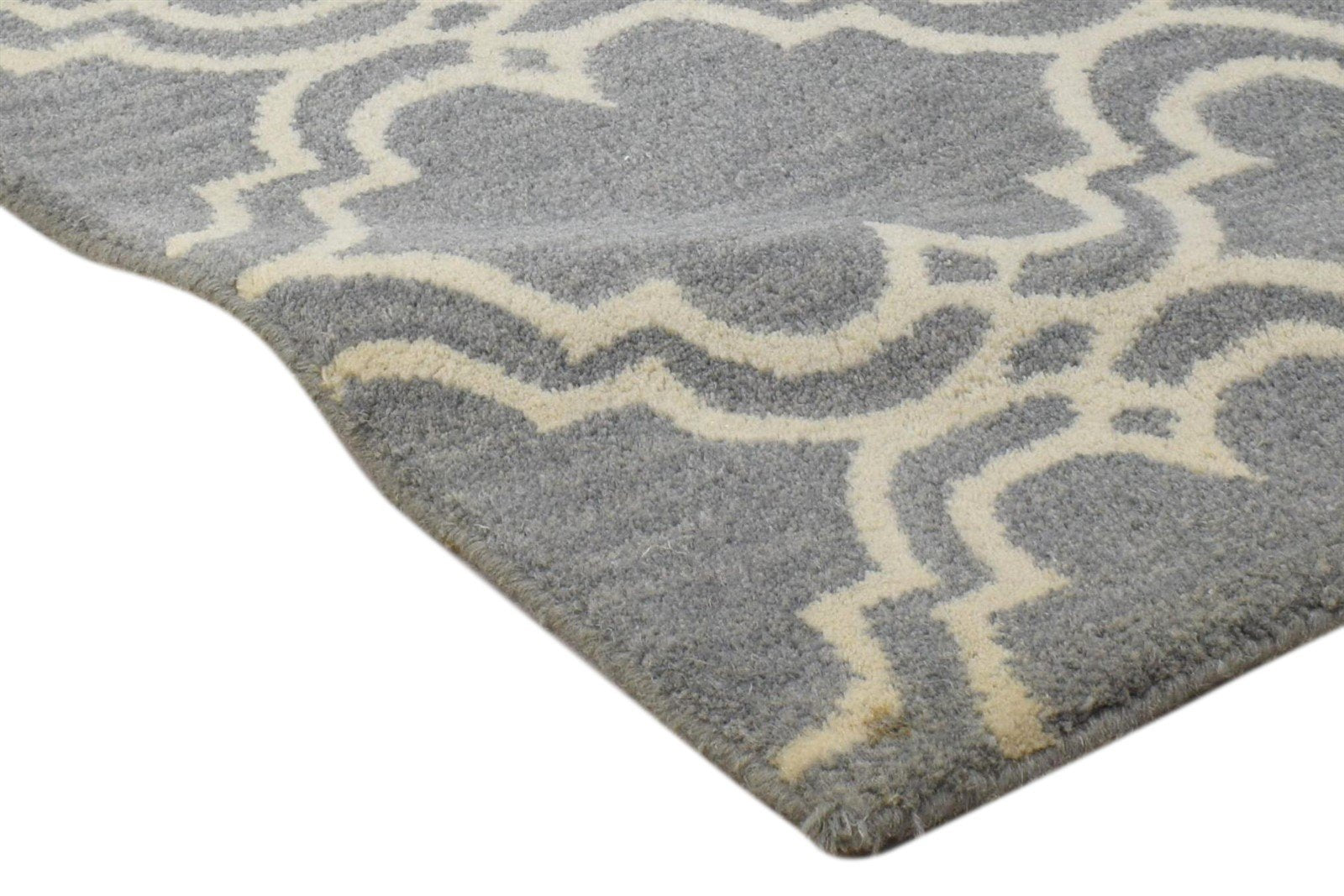 Wool Grey Rug 2' X 2' Modern Hand Tufted Moroccan Trellis 2'2"X2'2" Carpet 