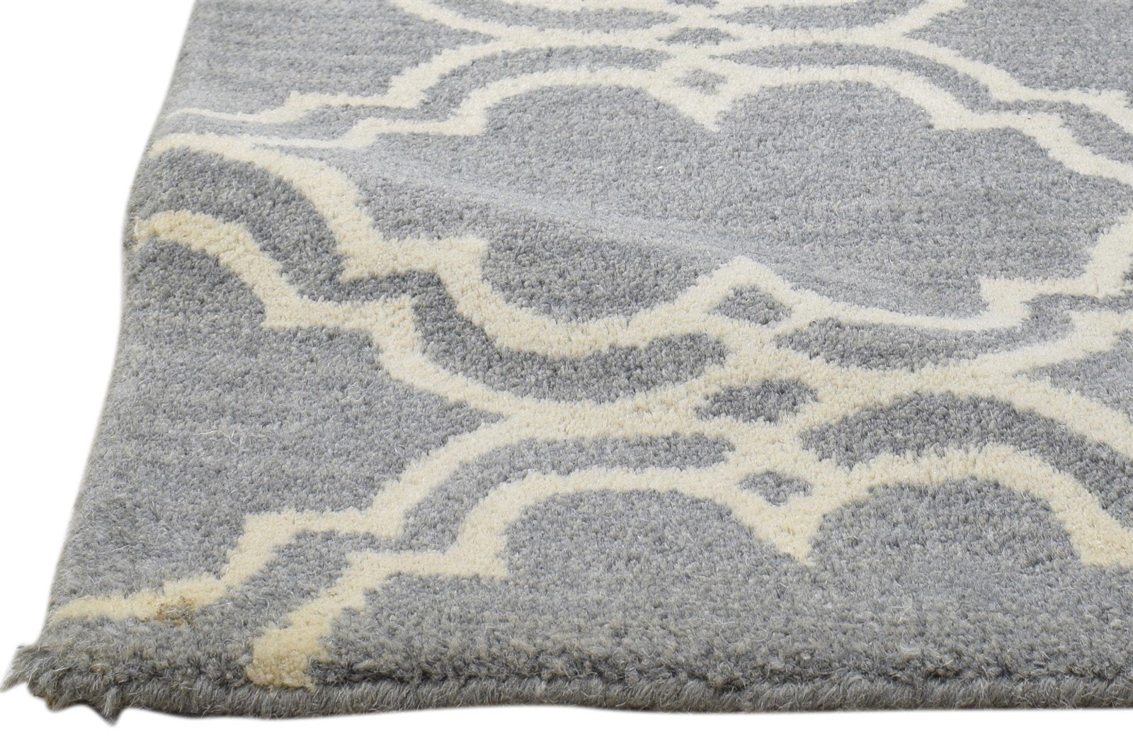 Wool Grey Rug 2' X 2' Modern Hand Tufted Moroccan Trellis 2'2"X2'2" Carpet 