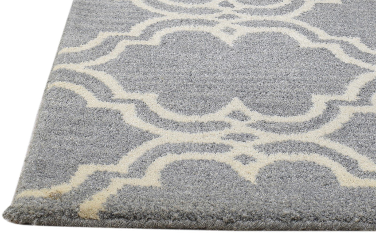 Wool Grey Rug 2' X 2' Modern Hand Tufted Moroccan Trellis 2'2"X2'2" Carpet