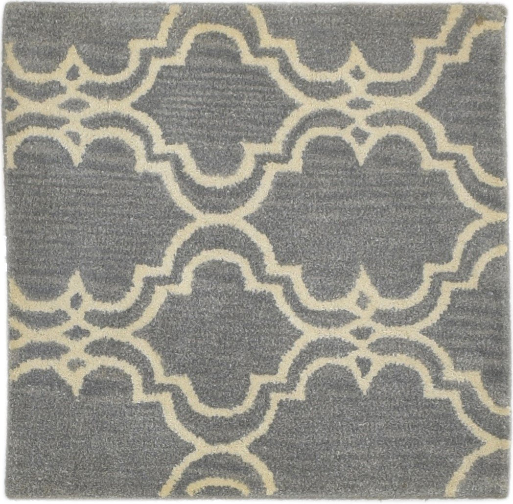 Wool Grey Rug 2' X 2' Modern Hand Tufted Moroccan Trellis 2'2"X2'2" Carpet