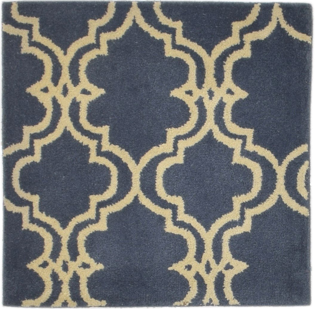 Wool Charcoal Rug 2' X 2' Modern Hand Tufted Moroccan Trellis 2'2"X2'2" Carpet