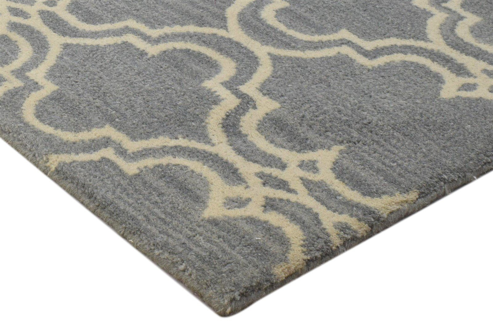 Wool Grey Rug 2' X 2' Modern Hand Tufted Moroccan Trellis 2'2"X2'2" Carpet 