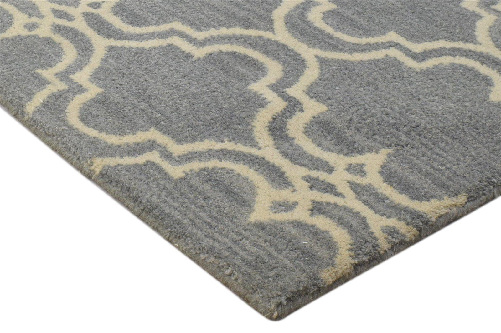 Wool Grey Rug 2' X 2' Modern Hand Tufted Moroccan Trellis 2'2"X2'2" Carpet 