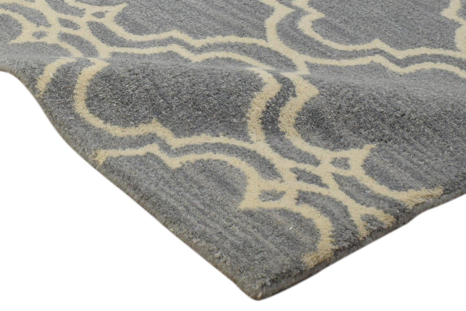 Wool Grey Rug 2' X 2' Modern Hand Tufted Moroccan Trellis 2'2"X2'2" Carpet 