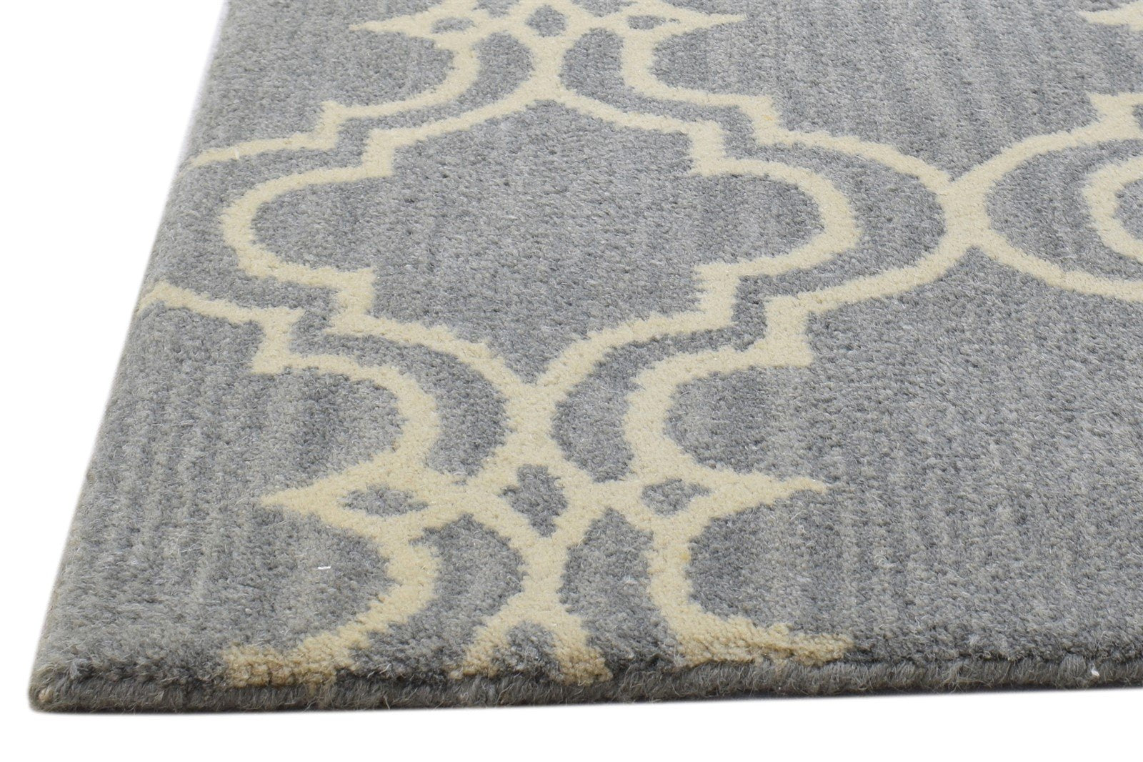 Wool Grey Rug 2' X 2' Modern Hand Tufted Moroccan Trellis 2'2"X2'2" Carpet