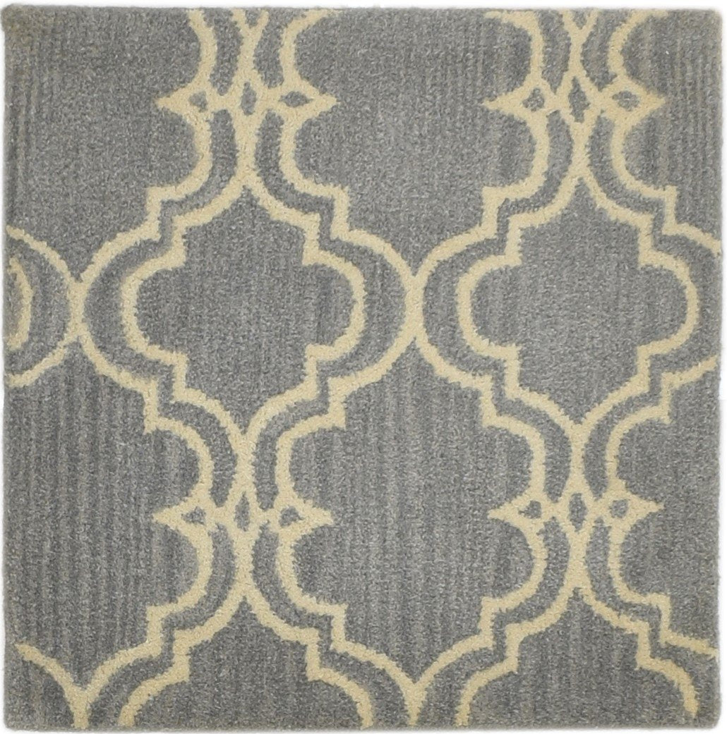 Wool Grey Rug 2' X 2' Modern Hand Tufted Moroccan Trellis 2'2"X2'2" Carpet