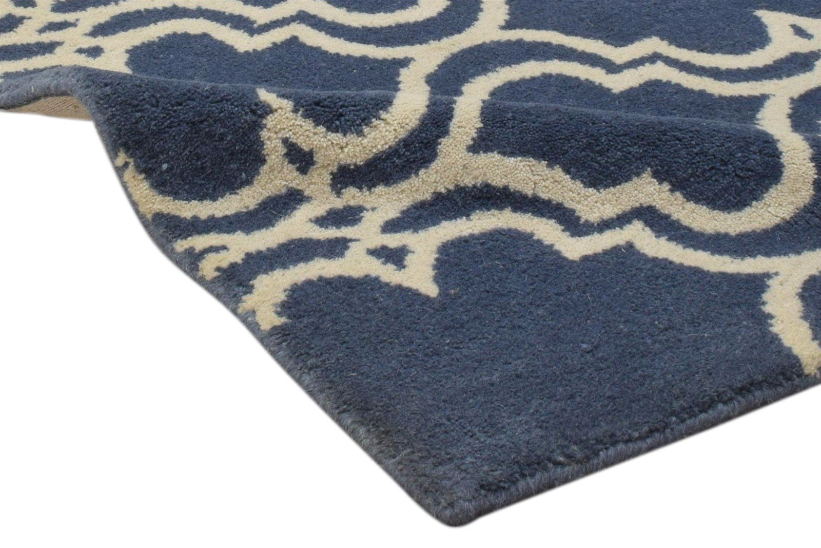 Wool Blue Rug 2' X 2' Modern Hand Tufted Moroccan Trellis 2'2"X2'2" Carpet 