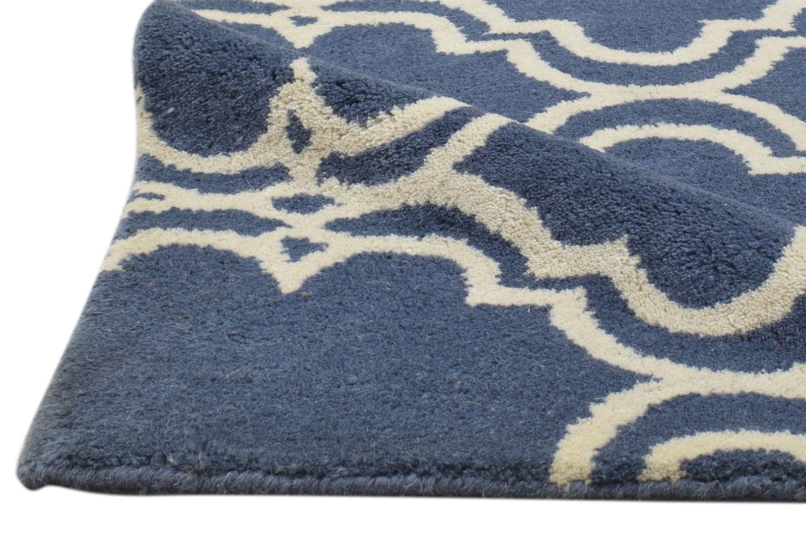 Wool Blue Rug 2' X 2' Modern Hand Tufted Moroccan Trellis 2'2"X2'2" Carpet 