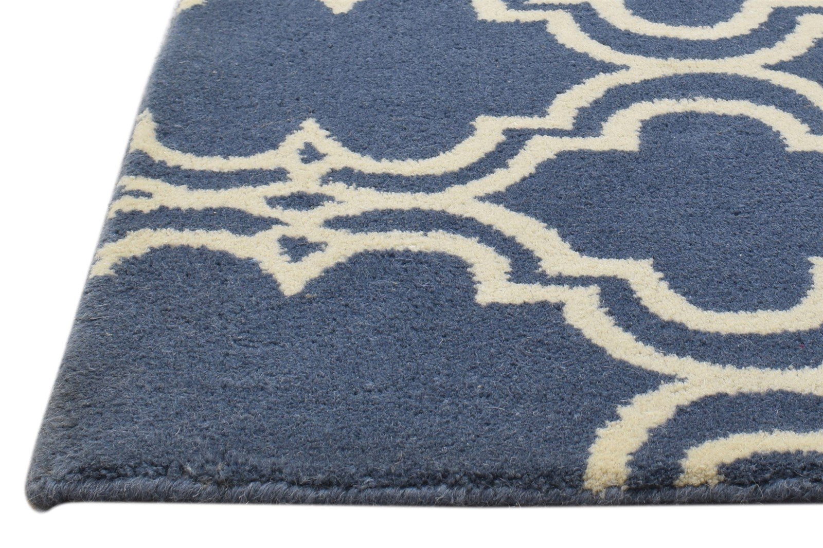 Wool Blue Rug 2' X 2' Modern Hand Tufted Moroccan Trellis 2'2"X2'2" Carpet 