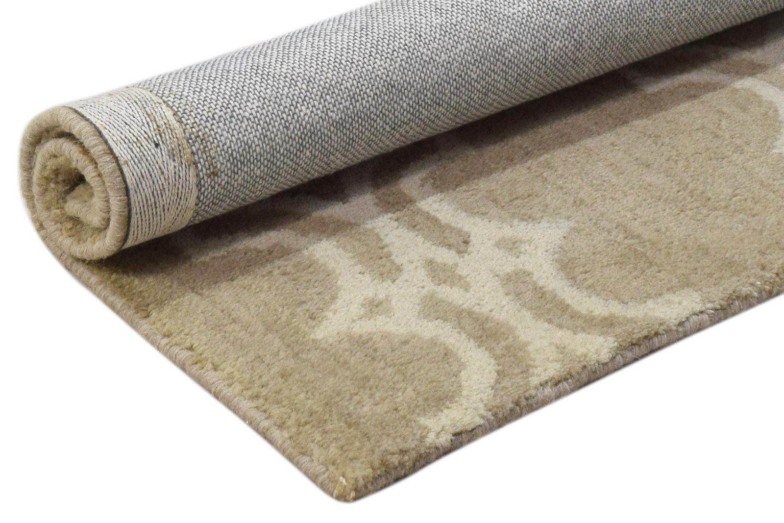 Wool Beige Rug 2' X 2' Modern Hand Tufted Moroccan Trellis 2'2"X2'2" Carpet 