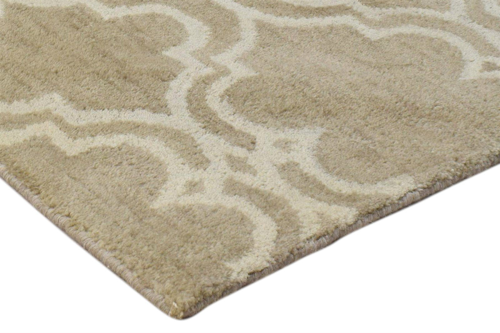 Wool Beige Rug 2' X 2' Modern Hand Tufted Moroccan Trellis 2'2"X2'2" Carpet 