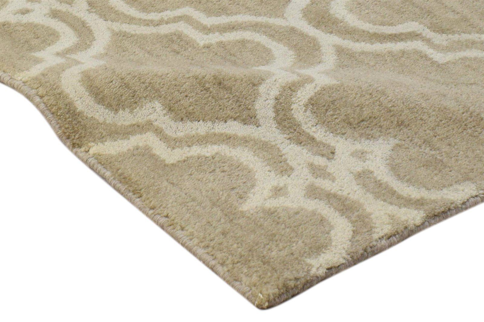 Wool Beige Rug 2' X 2' Modern Hand Tufted Moroccan Trellis 2'2"X2'2" Carpet 