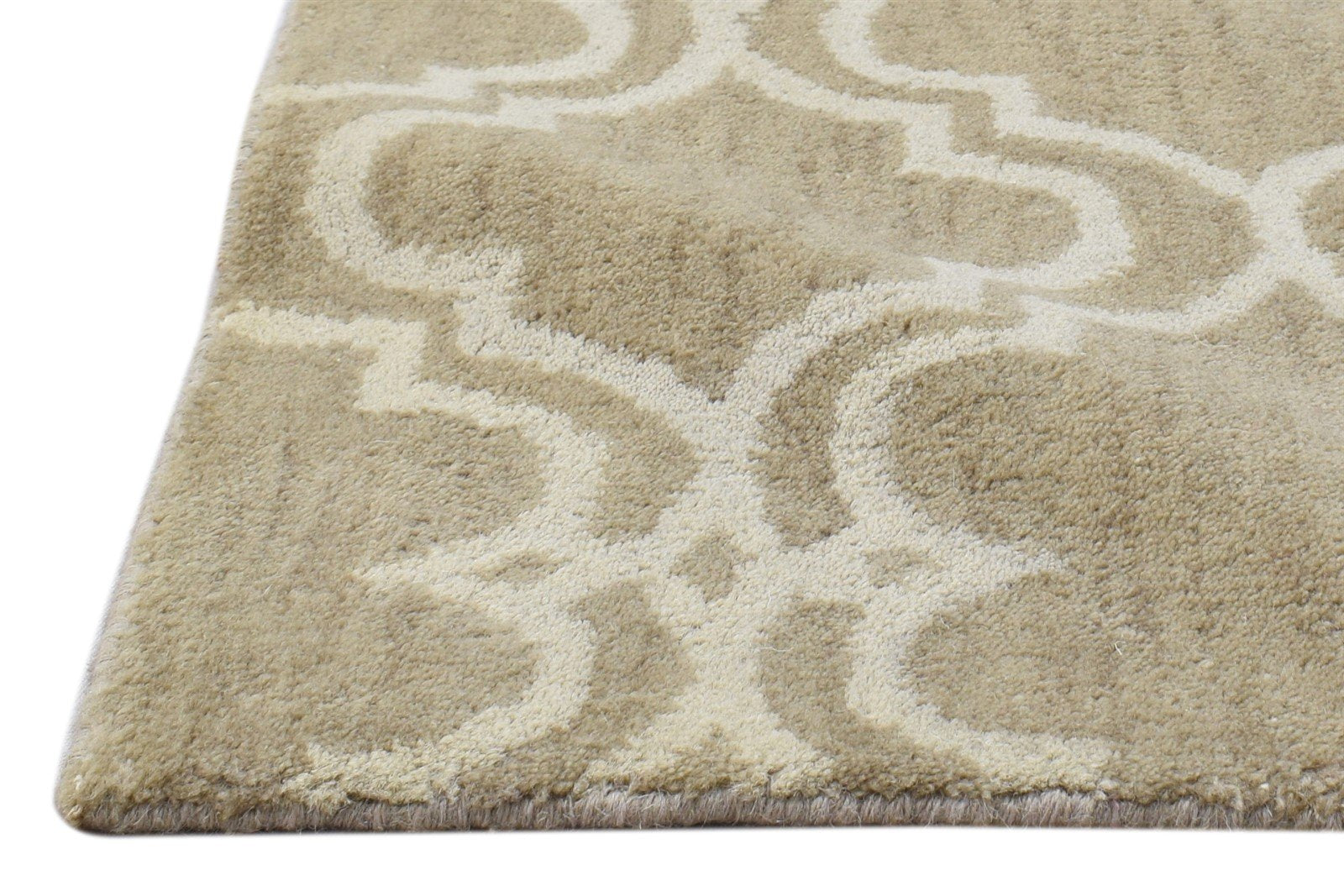 Wool Beige Rug 2' X 2' Modern Hand Tufted Moroccan Trellis 2'2"X2'2" Carpet 