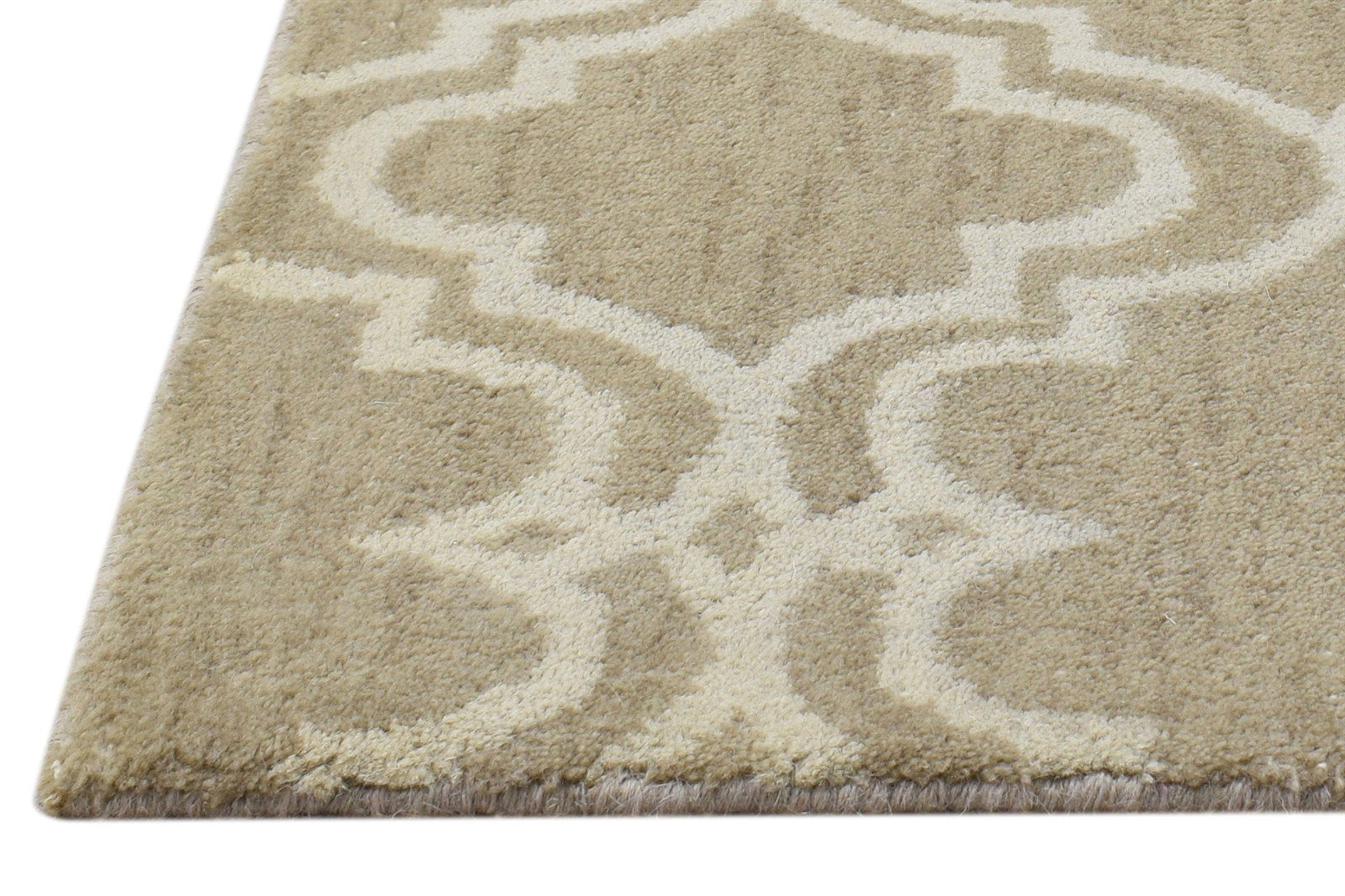 Wool Beige Rug 2' X 2' Modern Hand Tufted Moroccan Trellis 2'2"X2'2" Carpet