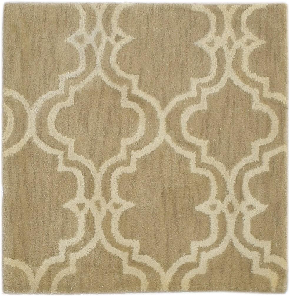 Wool Beige Rug 2' X 2' Modern Hand Tufted Moroccan Trellis 2'2"X2'2" Carpet