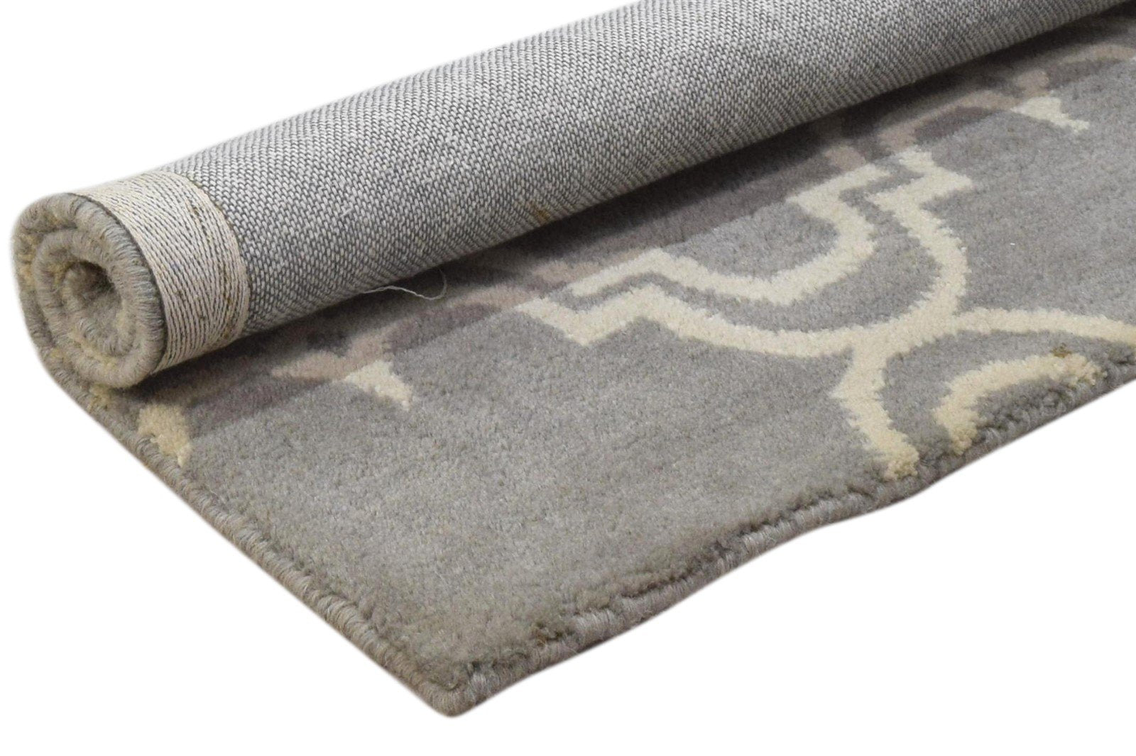 Wool Grey Rug 2' X 2' Modern Hand Tufted Moroccan Trellis 2'2"X2'2" Carpet 