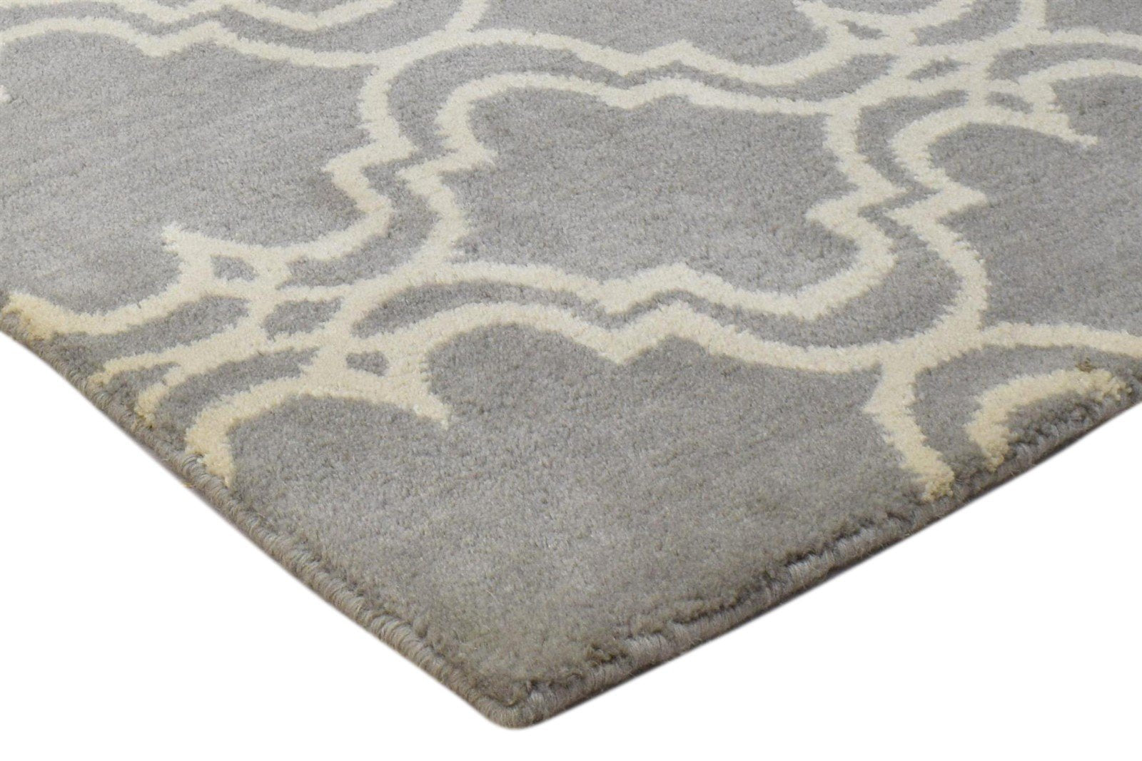 Wool Grey Rug 2' X 2' Modern Hand Tufted Moroccan Trellis 2'2"X2'2" Carpet 