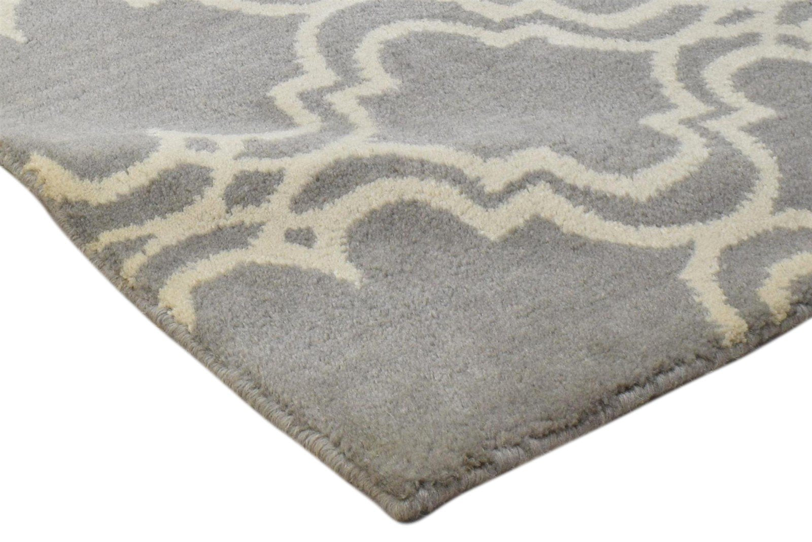 Wool Grey Rug 2' X 2' Modern Hand Tufted Moroccan Trellis 2'2"X2'2" Carpet 