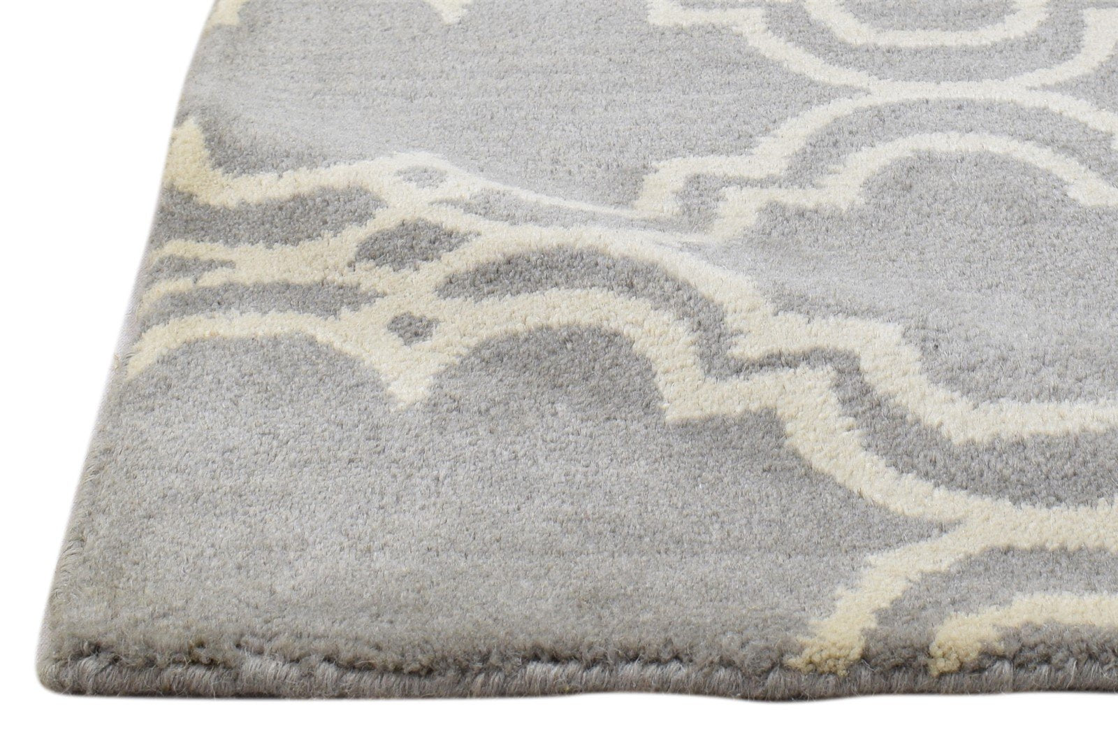 Wool Grey Rug 2' X 2' Modern Hand Tufted Moroccan Trellis 2'2"X2'2" Carpet 