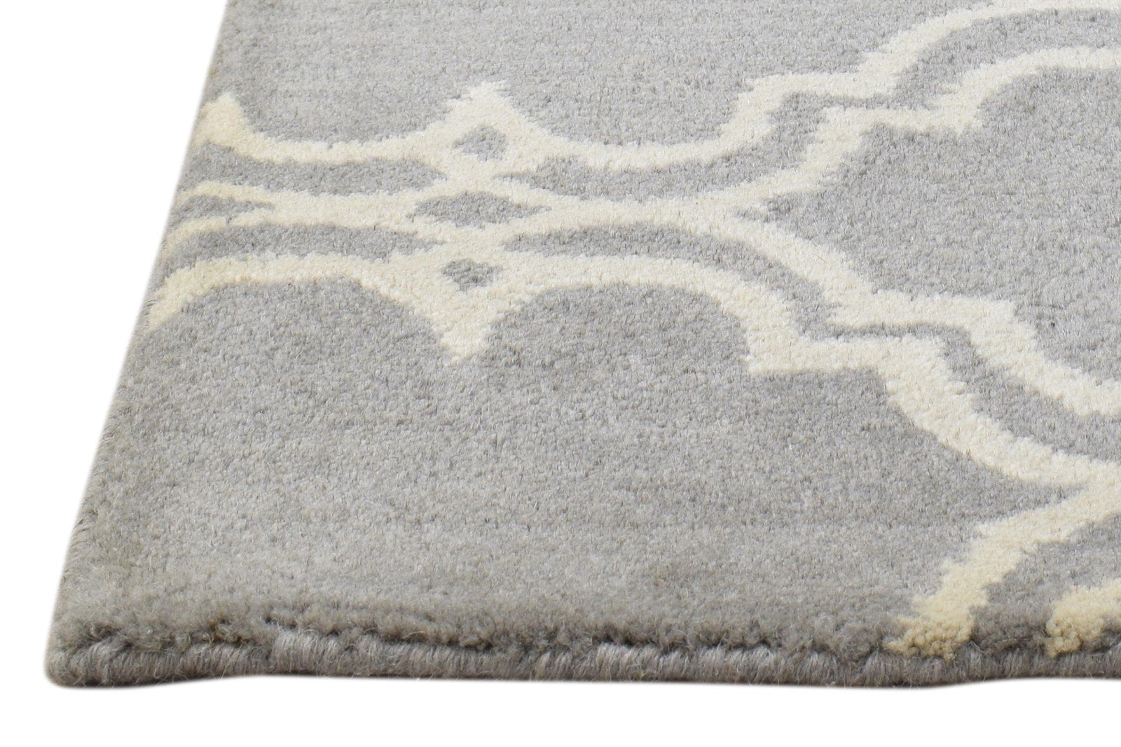 Wool Grey Rug 2' X 2' Modern Hand Tufted Moroccan Trellis 2'2"X2'2" Carpet 