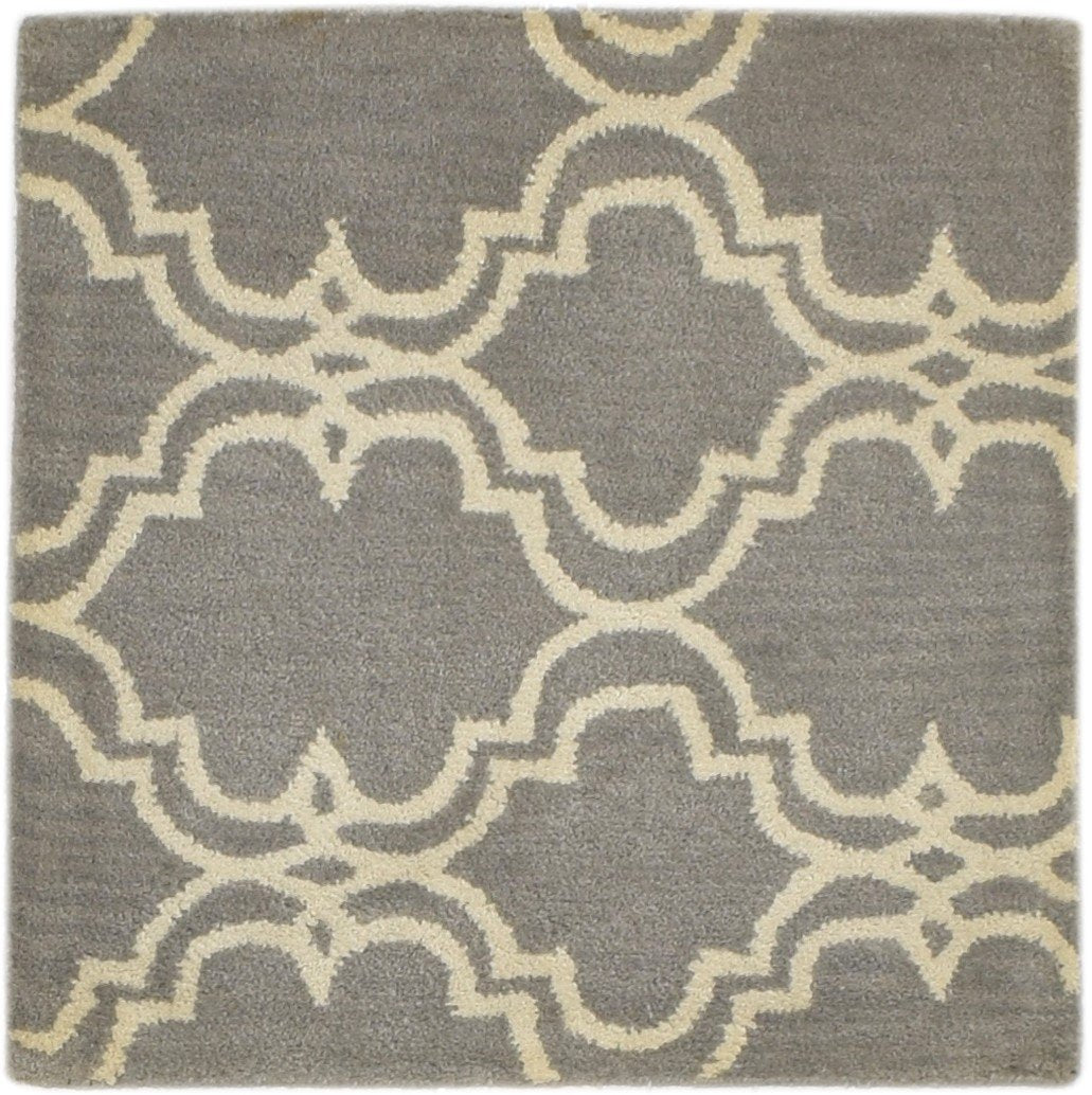 Wool Grey Rug 2' X 2' Modern Hand Tufted Moroccan Trellis 2'2"X2'2" Carpet 