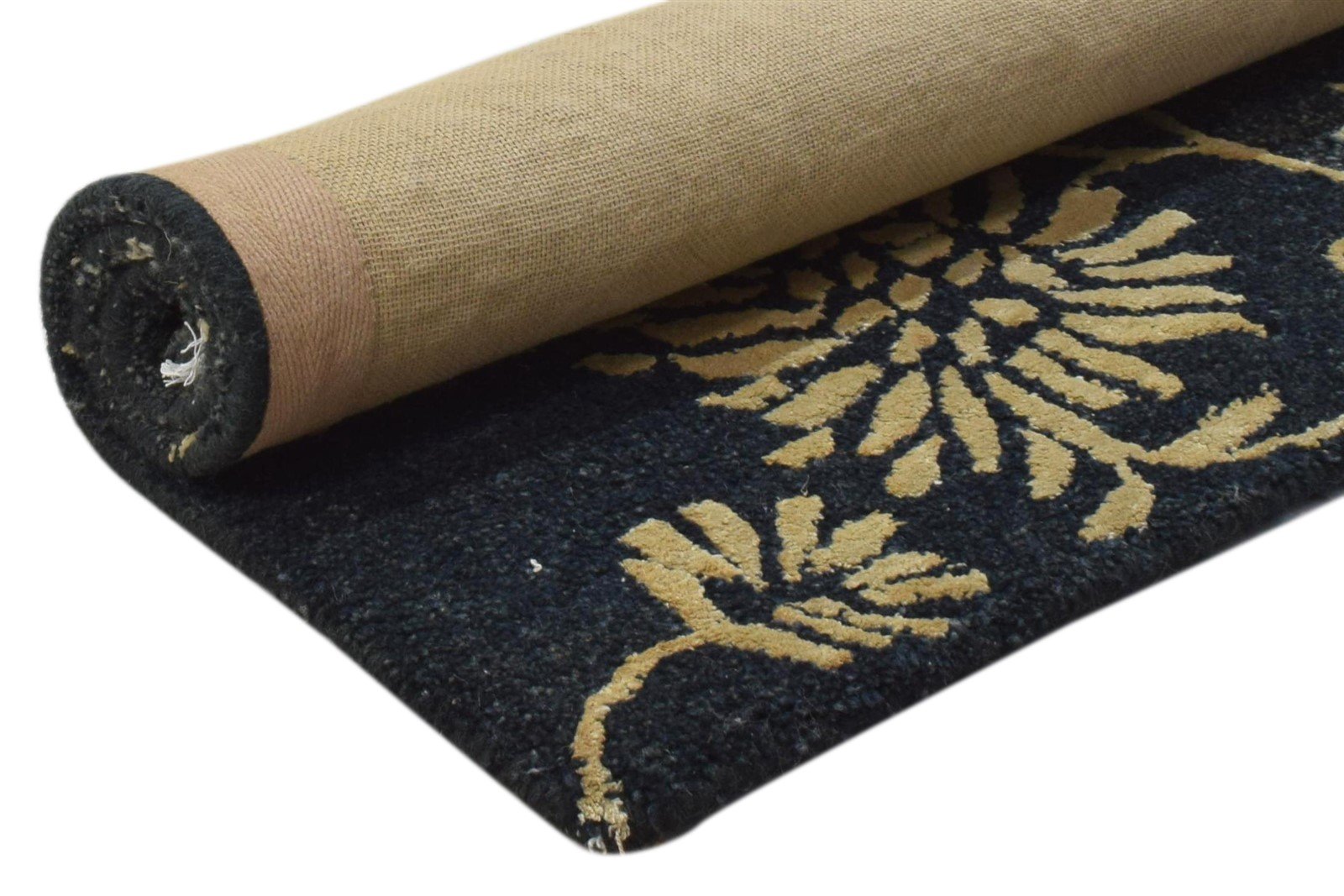 2' X 3' Rug Wool Charcoal Modern Hand Tufted French Floral Small Carpet  Area Rug 