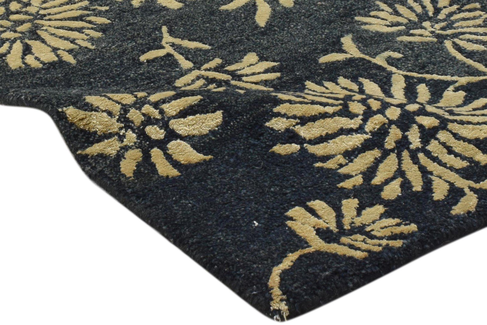 2' X 3' Rug Wool Charcoal Modern Hand Tufted French Floral Small Carpet  Area Rug 