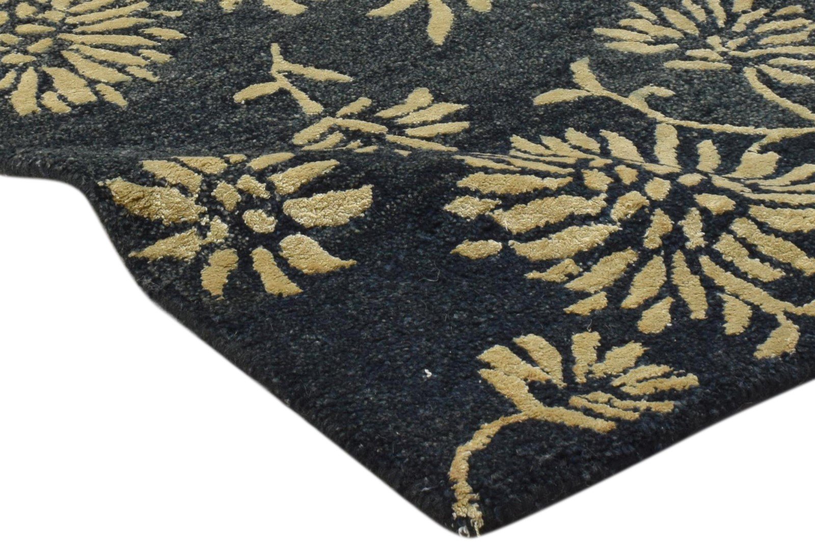 2' X 3' Rug Wool Charcoal Modern Hand Tufted French Floral Small Carpet 