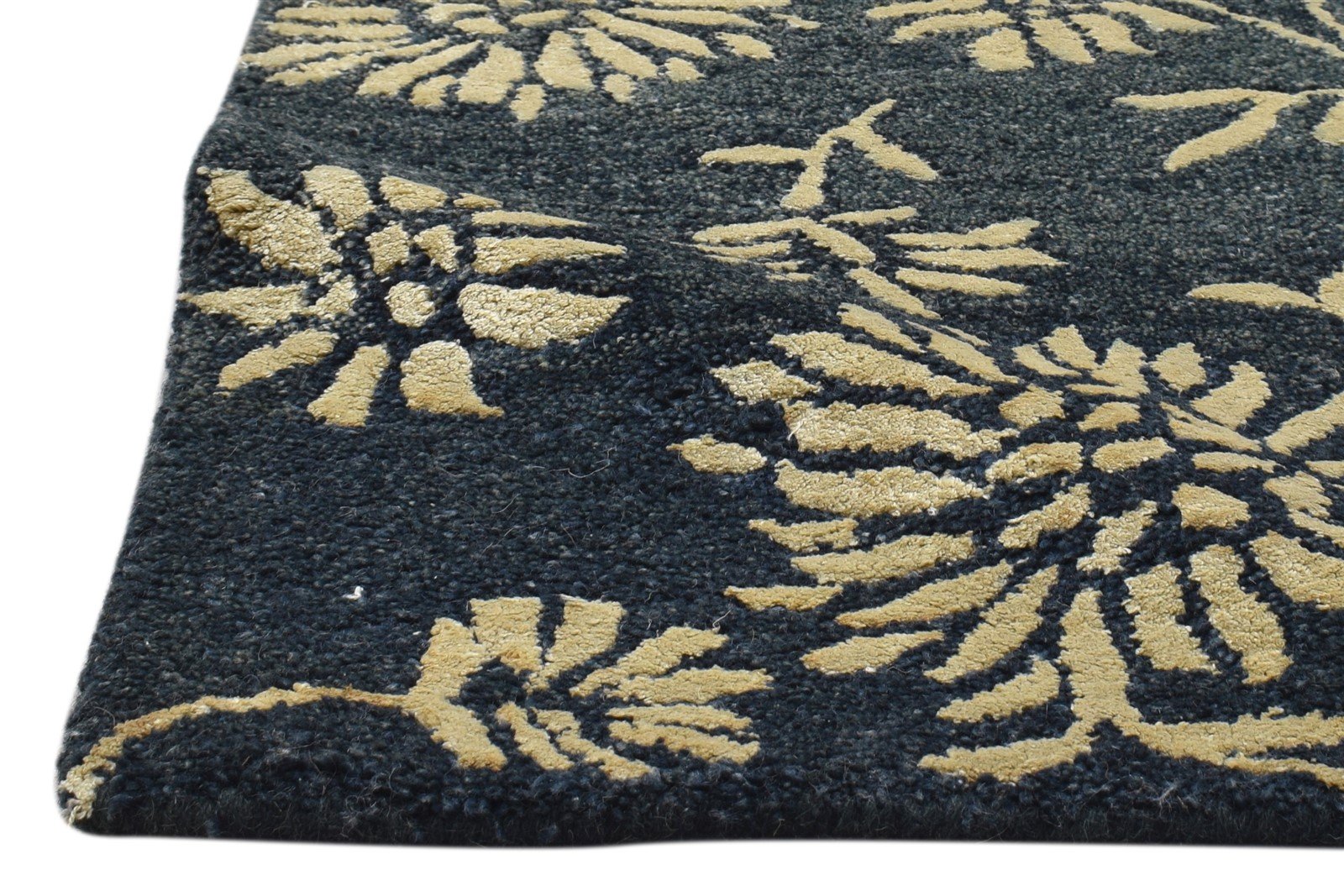 2' X 3' Rug Wool Charcoal Modern Hand Tufted French Floral Small Carpet 